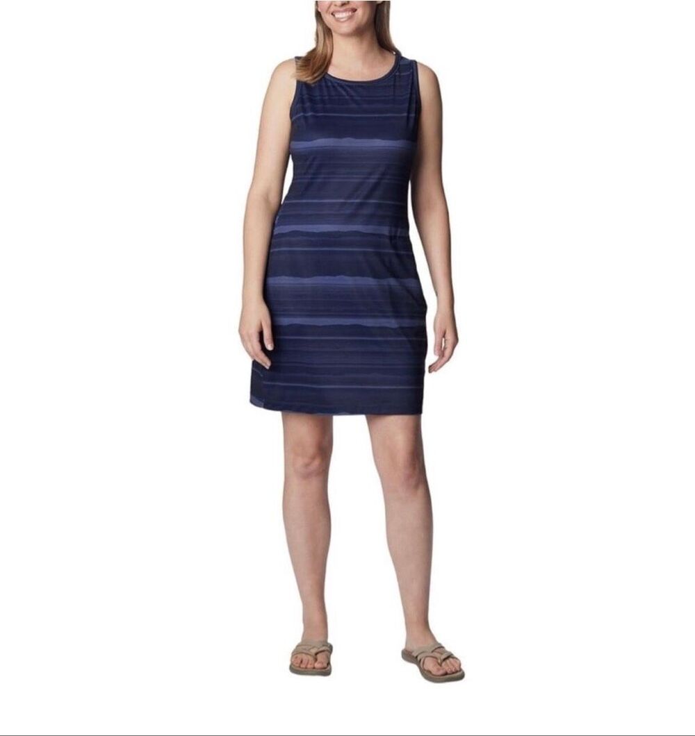 Columbia Women's blue striped Chill River Printed Dress sleeveless size XXL NWT